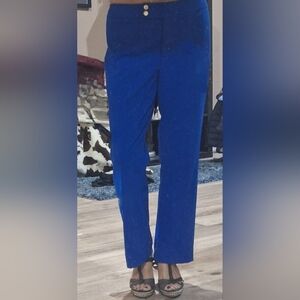 #1444;Calvin Klein Royal blue stretch flat front trousers sz 10P